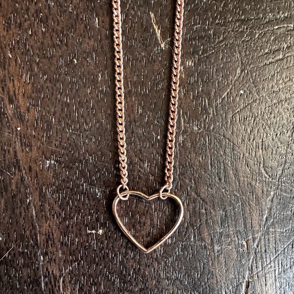 Rose Gold Stamped Heart Necklace - Picture 2 of 6